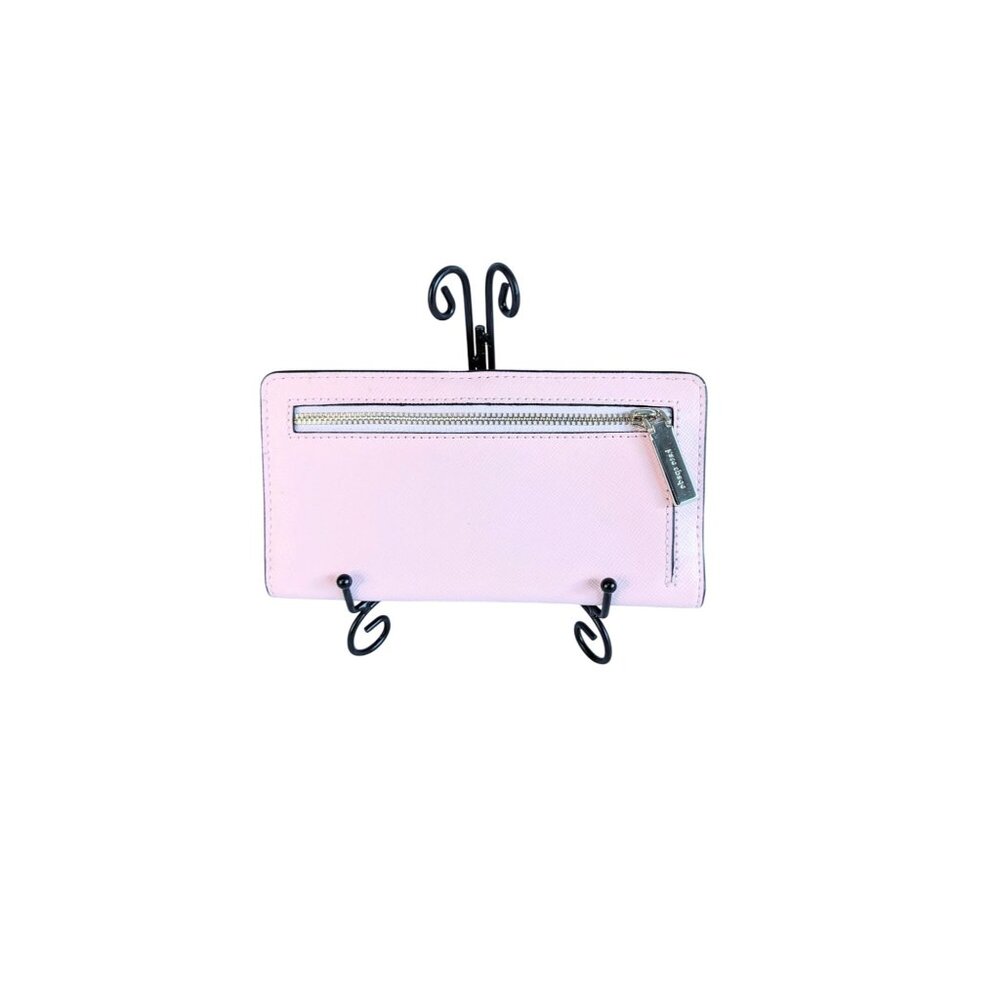 Kate Spade New York Long Wallet Bifold Saffiano Leather Pink Pastel Gold Tone - Picture 3 of 12